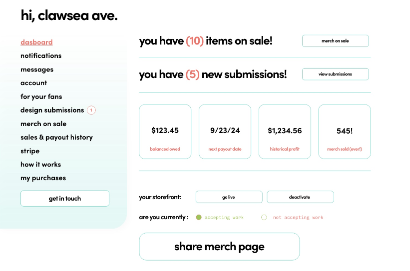 Artist Dashboard - Sales Overview